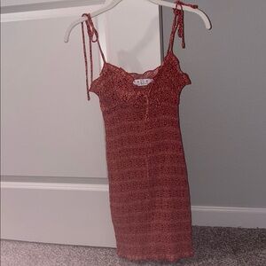 Chic Red floral Dress with Tie Straps